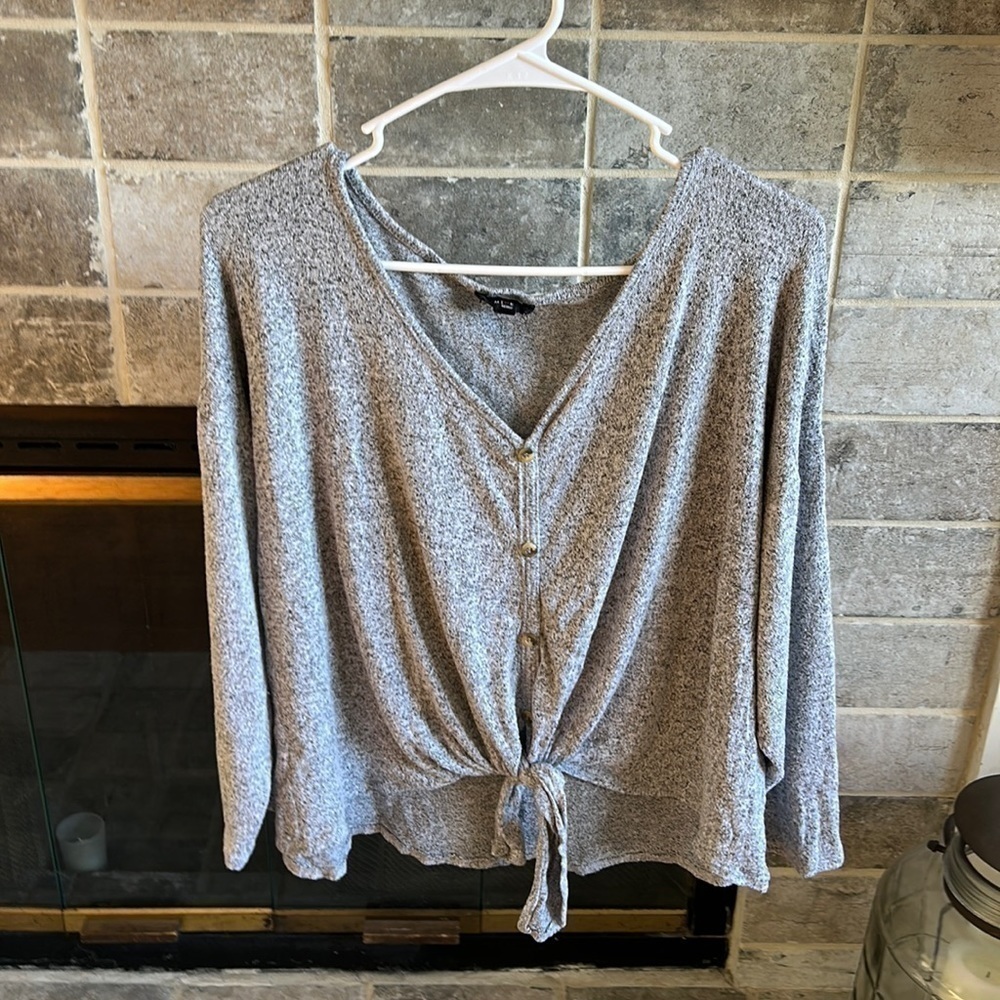 Mine Cozy Tie Front Top L